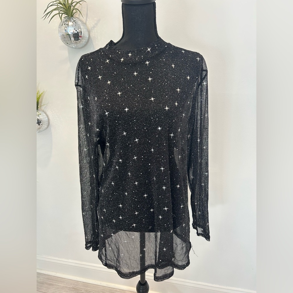 Plus Bodycon Mesh Long Sleeve Top